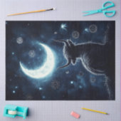 Dekoupage Highland Calf Sitting Hill Starring Moon Seidenpapier (Basteln)