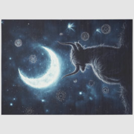 Dekoupage Highland Calf Sitting Hill Starring Moon Seidenpapier