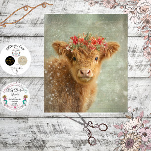 Dekoupage Highland Calf Winter Handgeschriebenes S Seidenpapier