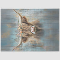 Dekoupage Highland Cow Bauernstil