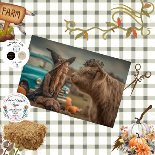 Dekoupage Highland Cow & Hexenlandschaft Szene Seidenpapier