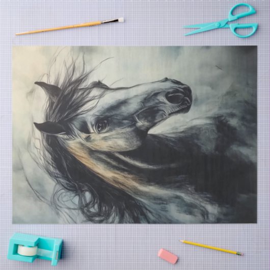 Dekoupage Holzkohle Rost Stallion Wilder Geist Seidenpapier (Basteln)