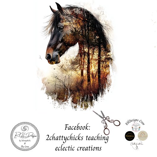 Dekoupage Horse Harmony Nature Double Exposure Seidenpapier