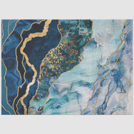 Dekoupage Imitate beenden Marmoreffekt Blue Gold Seidenpapier