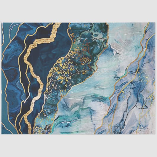 Dekoupage Imitate beenden Marmoreffekt Blue Gold Seidenpapier (Vorderseite)