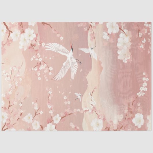 Dekoupage Japanischer Frühling Landschaft Cheery B Seidenpapier (Vorderseite)