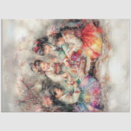 Dekoupage koreanische Kinder gekleidet in Hanbok Seidenpapier