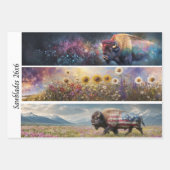 Dekoupage Kosmischer Bison Wildblumen Handsäge Des Geschenkpapier Set (Vorderseite)
