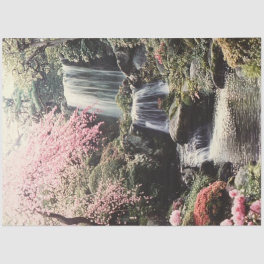 Dekoupage Kyoto's Gardens Cascading Waterfall Seidenpapier (Vorderseite)