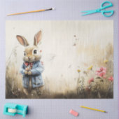 Dekoupage Landschaft Anthropomorphes Kaninchenfeld Seidenpapier (Basteln)