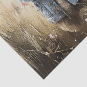 Dekoupage Landschaft Anthropomorphes Kaninchenfeld Seidenpapier (Ausschnitt)