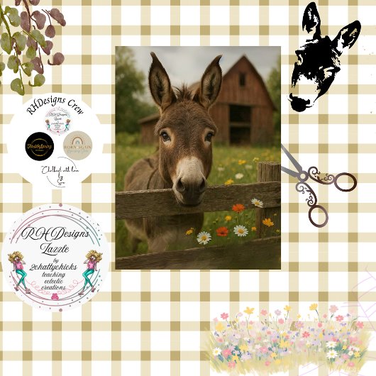 Dekoupage Landschaft Donkey Red Barn Seidenpapier