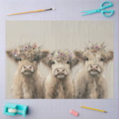 Dekoupage Landschaft Highland Calves Floral Crown Seidenpapier (Basteln)