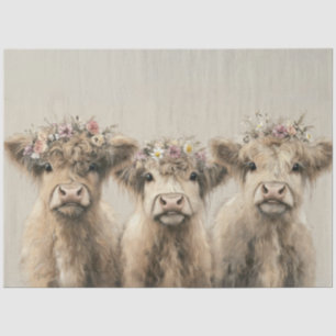 Dekoupage Landschaft Highland Calves Floral Crown Seidenpapier
