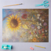 Dekoupage Lebendes Ölgemälde Sonnenblumen Seidenpapier (Basteln)