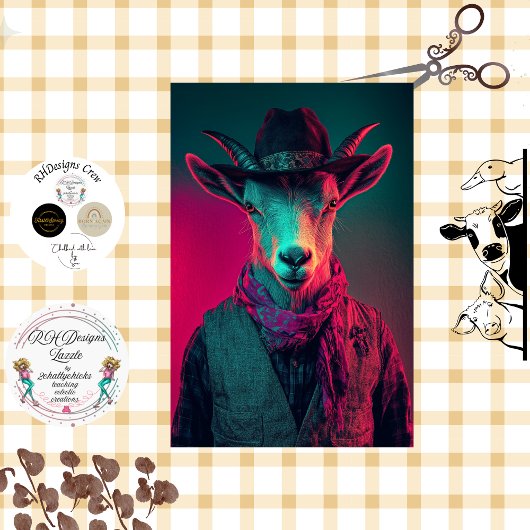 Dekoupage Lebhaftes Foto der Bauer Ziege Seidenpapier