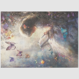 Dekoupage Little Girl Color Butterfells Whimsical Seidenpapier