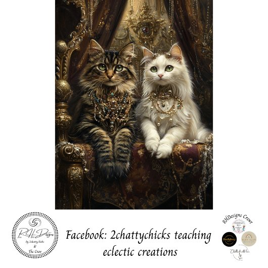 Dekoupage Luxuriöse Tabby & White Katzen Seidenpapier