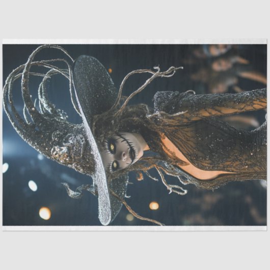 Dekoupage Magical Black Verziert Hexenkostüm Seidenpapier (Vorderseite)