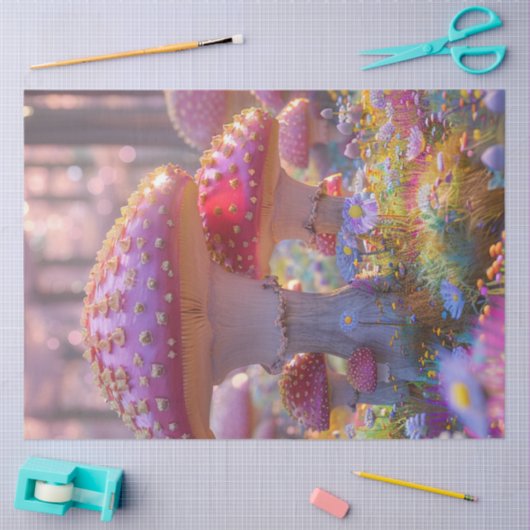 Dekoupage Magical Garden Pink Mushrooms Seidenpapier (Basteln)