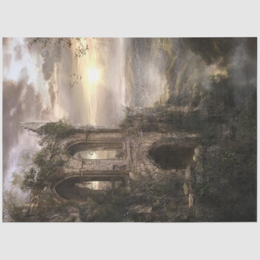 Dekoupage Magical Scene Ruinen bei Sonnenaufgang Seidenpapier (Vorderseite)