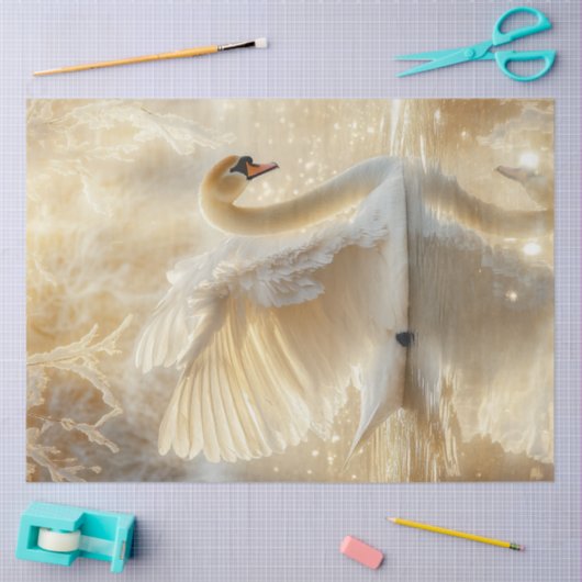 Dekoupage Magical Scene Swene im Lake Seidenpapier (Basteln)