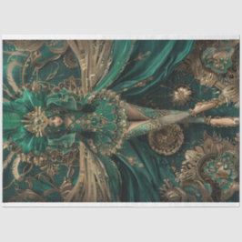 Dekoupage Majestic Lady Dress in Green Masquerade Seidenpapier