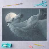 Dekoupage Majestic White Horse Front of Moon Seidenpapier (Basteln)