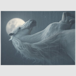 Dekoupage Majestic White Horse Front of Moon Seidenpapier