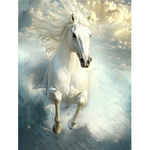 Dekoupage Majestic White Horse Galloping Ozean Seidenpapier