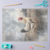 Dekoupage Majestic White Rooster Spot Field Seidenpapier (Basteln)