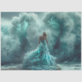 Dekoupage Mesmerizing Beach Frau Türkis Grün Seidenpapier (Vorderseite)