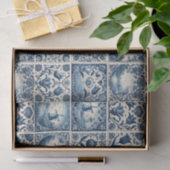 Dekoupage mit blauen und weißen Delft-Fliesen Seidenpapier (Geschenk)