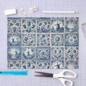 Dekoupage mit blauen und weißen Delft-Fliesen Seidenpapier (Handwerk)