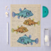 Dekoupage mit Vintage-Fischen Seidenpapier (Handwerk)