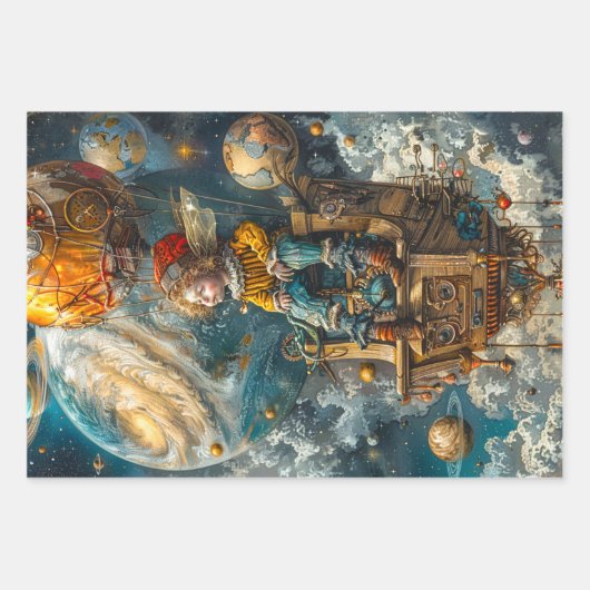Dekoupage Mystical Hot Air Ballonfahrt Geschenkpapier Set (Vorderseite)
