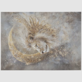 Dekoupage Mystical Lions Head Crescent Moon Gold Seidenpapier