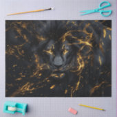 Dekoupage Mystical Pitch Black Lion mit Gold Seidenpapier (Basteln)