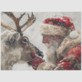Dekoupage Mystical Santa & Rudolph Nose to Nose Seidenpapier (Vorderseite)