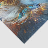 Dekoupage Mythische Löwe Aquamarin & Gold Verziert Seidenpapier (Ausschnitt)