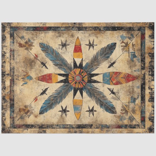 Dekoupage Native American Symmetric Design Seidenpapier (Vorderseite)