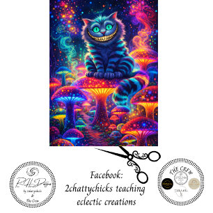 Dekoupage Neon Psycho Katze Leuchtender Pilz  Seidenpapier
