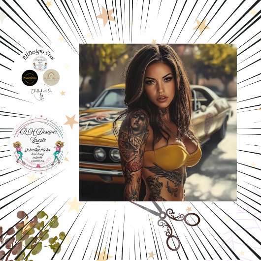 Dekoupage Nostalgic Muskel Auto Schöne Frauen Seidenpapier