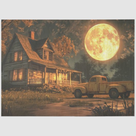 Dekoupage Nostalgic Rustic Farmhouse Moon Seidenpapier (Vorderseite)