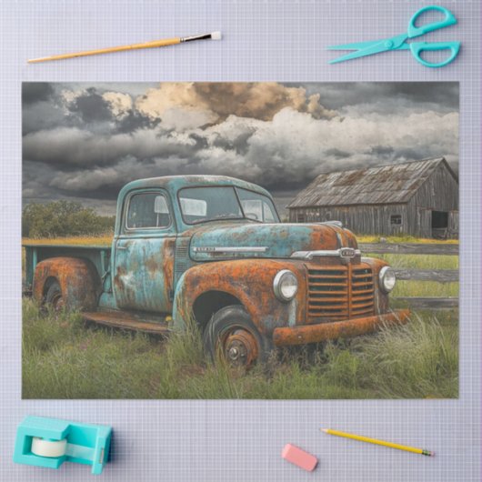 Dekoupage Nostalgische Landschaft der Nutzfahrzeug Seidenpapier (Basteln)
