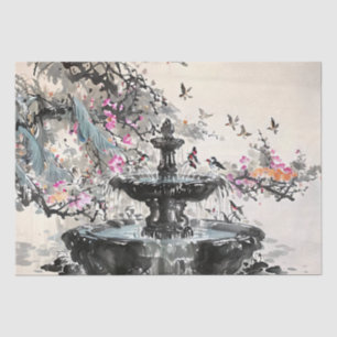 Dekoupage of Chinese Fountain Art Tinte Seidenpapier