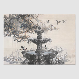Dekoupage of Chinese Fountain Art Tinte Seidenpapier