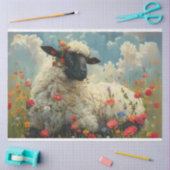Dekoupage Oster Blume Schwarz Faced Sheep Field Seidenpapier (Basteln)