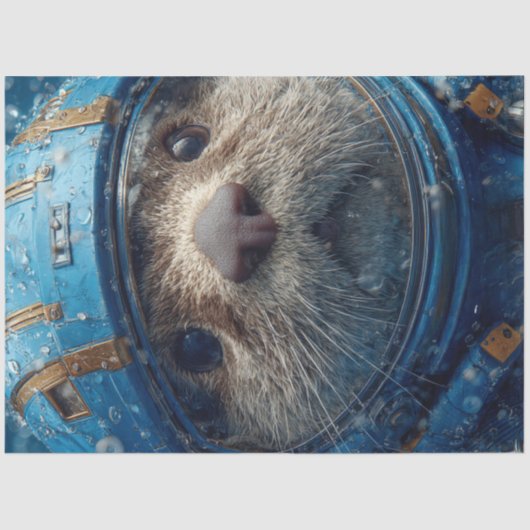 Dekoupage Otter in Blue Outer Space Anzug Seidenpapier (Vorderseite)