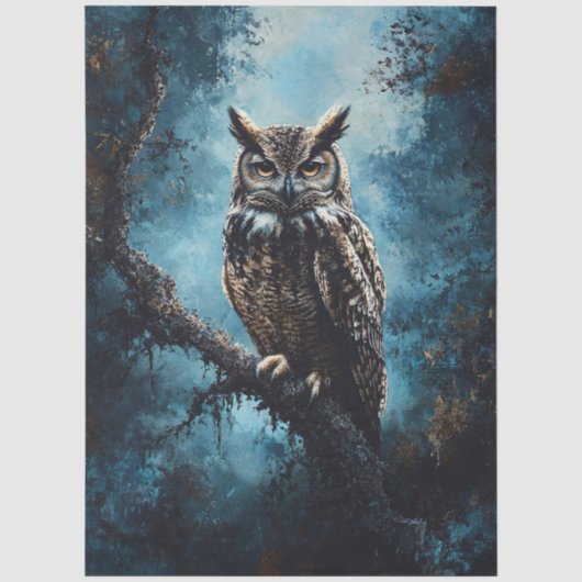 Dekoupage Owl auf Baumzweig Seidenpapier (Vorderseite)